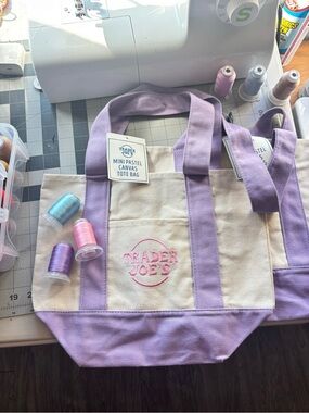 Trader Joe's Mini Pastel Canvas Tote Bag - Lavender